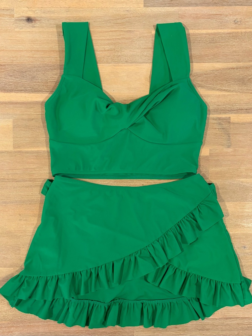 Green Ruffled Swim Set